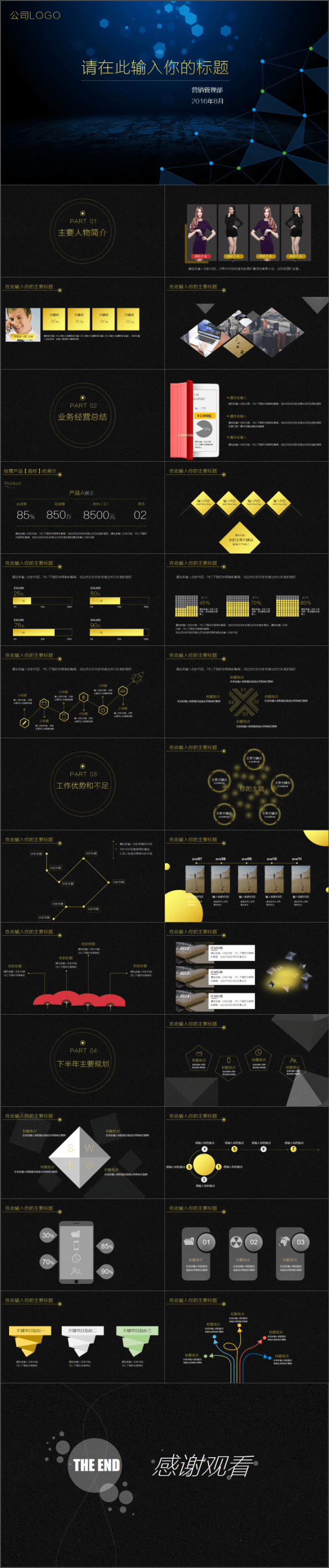 工作总结&汇报商务黑色PPT