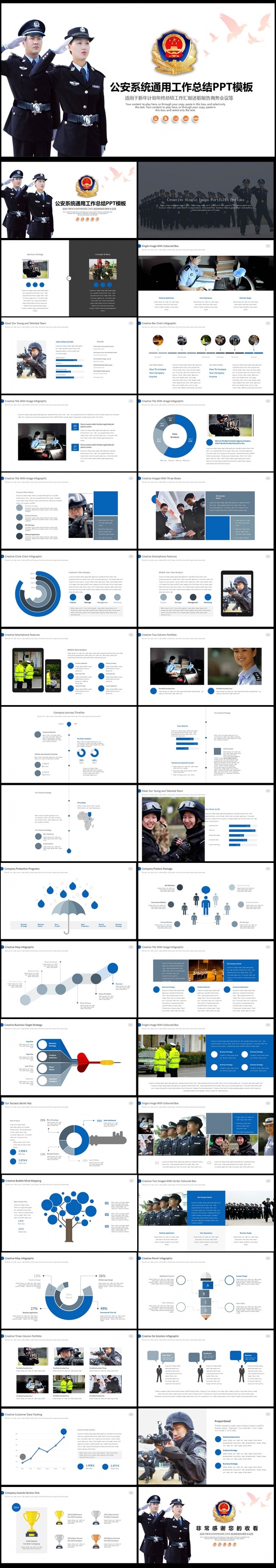 【完整框架】公安警察交警执法视频片头ppt模板下载图片下载