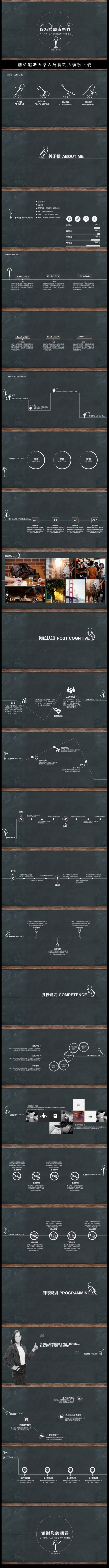 通用火柴人动态竞聘简历PPT模板