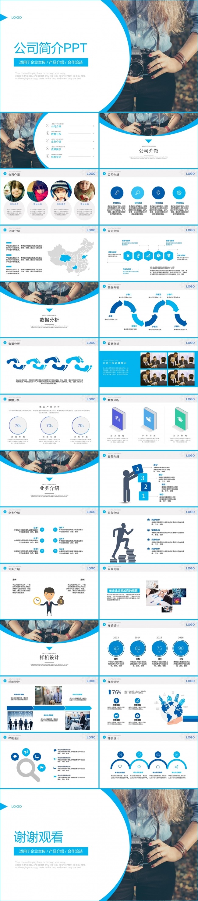 蓝色现代企业文化宣传公司简介PPT模板