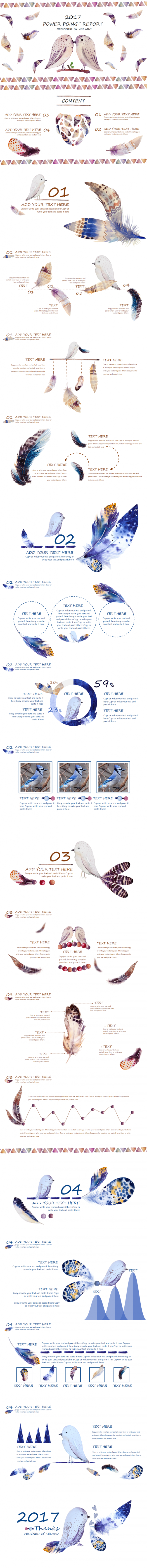 文艺清新可爱商务答辩培训模板-bird-KELARO出品