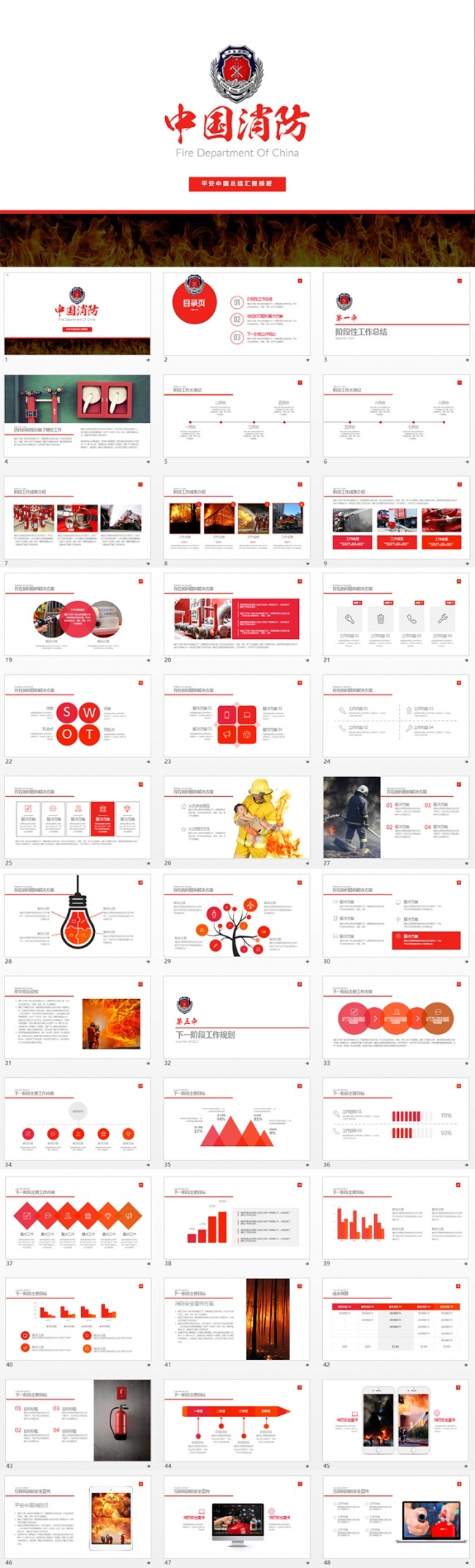 【狂人作品】中国消防安全防火救援动态ppt模板