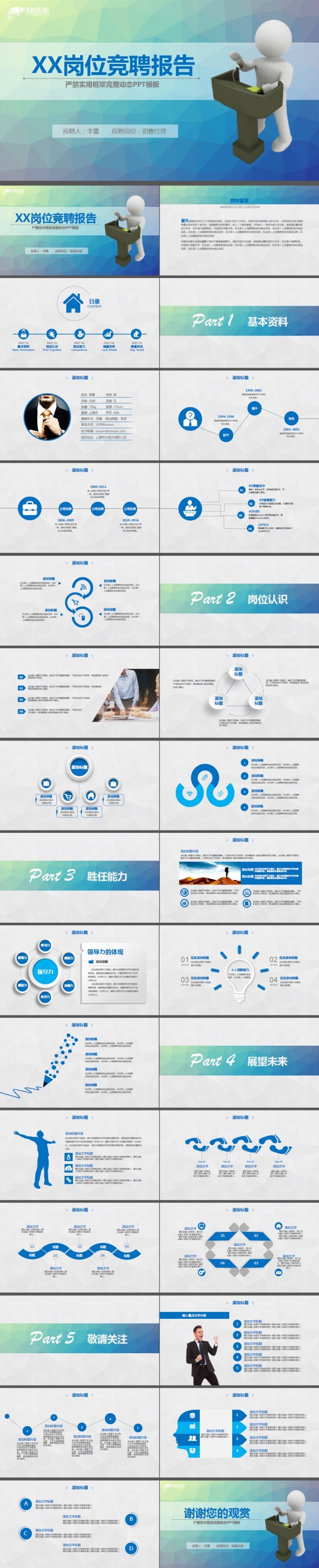 企业员工岗位竞聘报告PPT模板