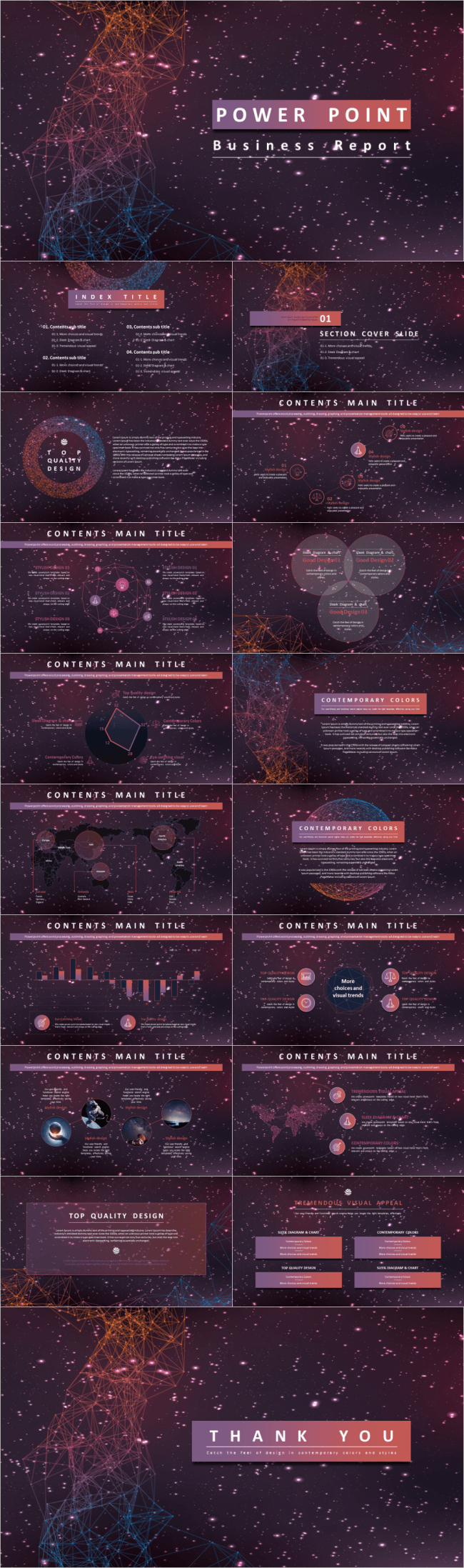 炫彩星空酷炫极致PPT模板总结计划