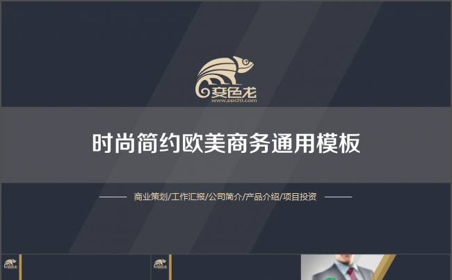 时尚简约大气欧美商务暗色企业介绍工作总结模板缩略图