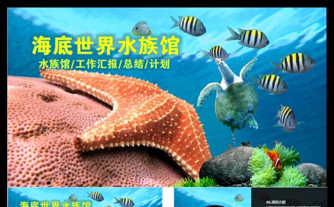 精美海底世界海洋海鲜水族馆PPT模板缩略图