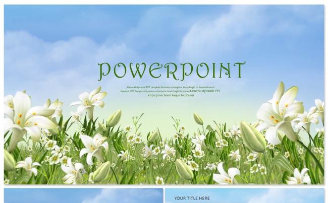 清新百合花工作总结工作汇报工作计划PPT模板缩略图