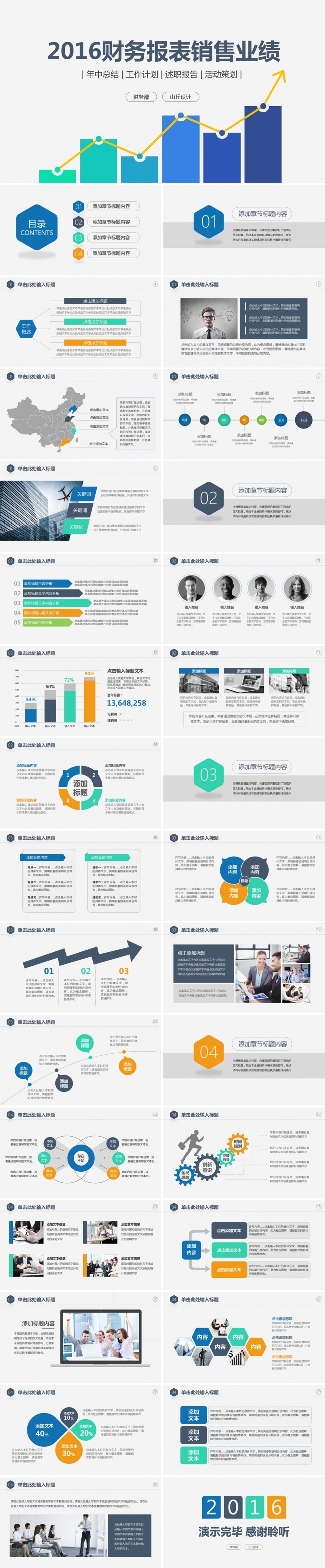 2016财务报表销售业绩PPT模板