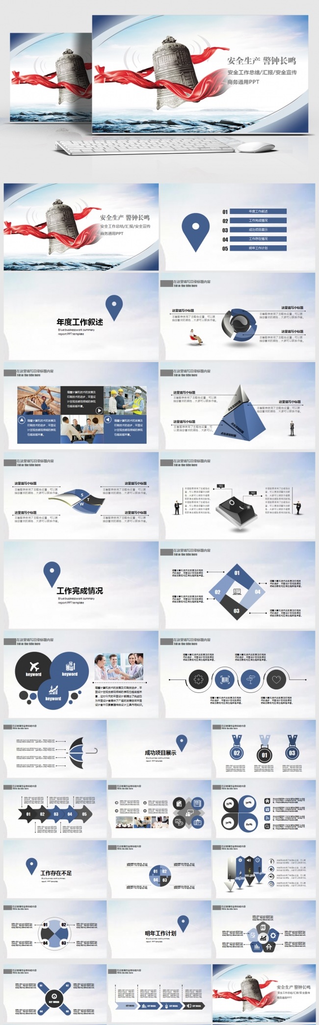 安全工作总结汇报宣传通用PPT