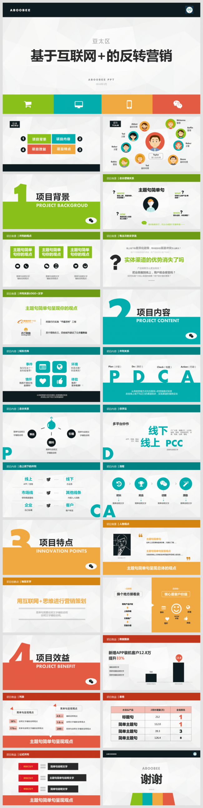 互联网科技风低多边形四色通用商务汇报PPT模板