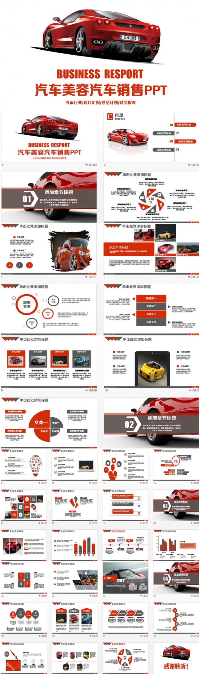 精致汽车销售汽车美容汽车4S店PPT