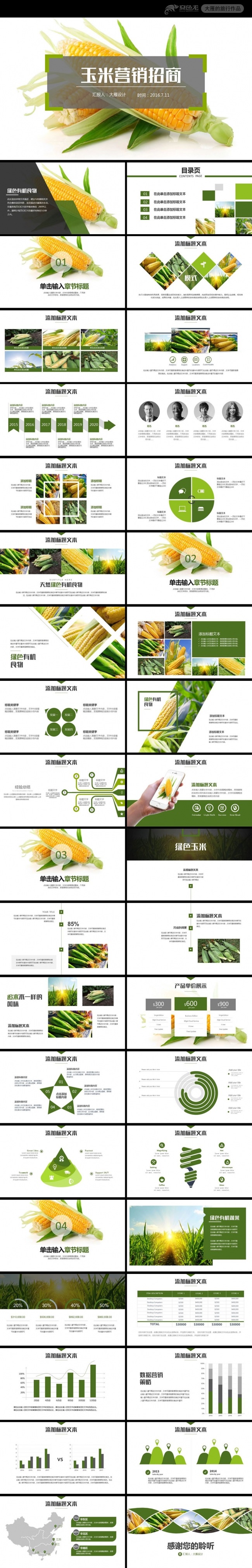 精美农业生鲜新鲜玉米蔬菜营销介绍PPT模板