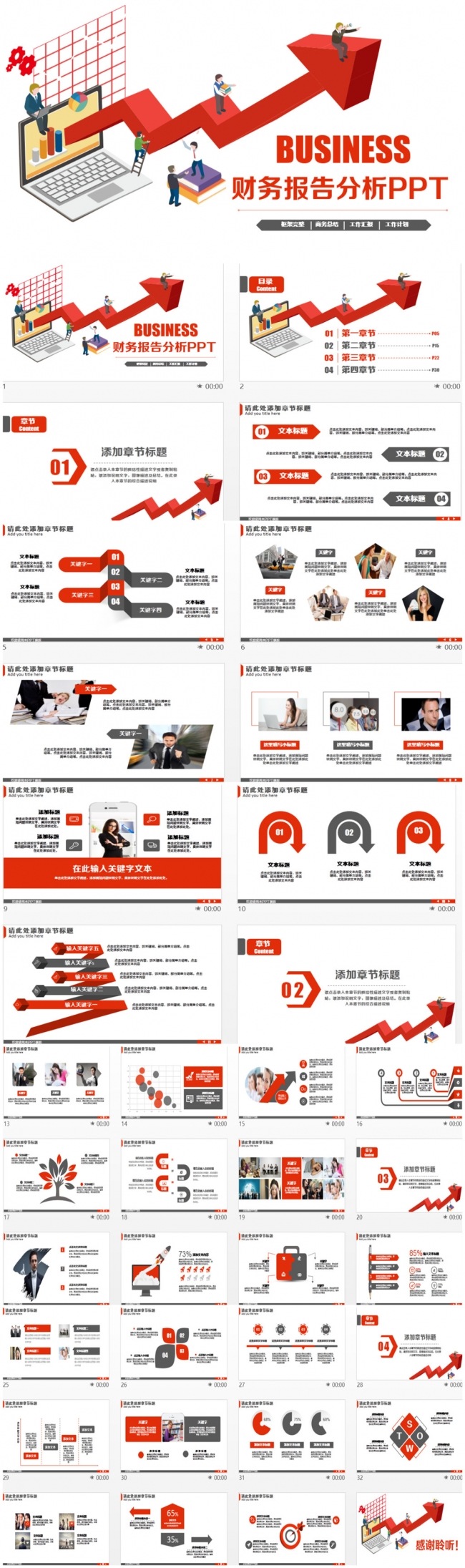 简洁财务报告数据分析总结汇报商务PPT