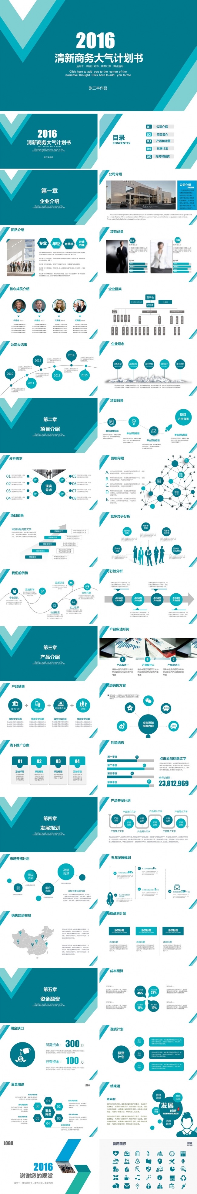 欧美风清新创业融资计划书ppt模板