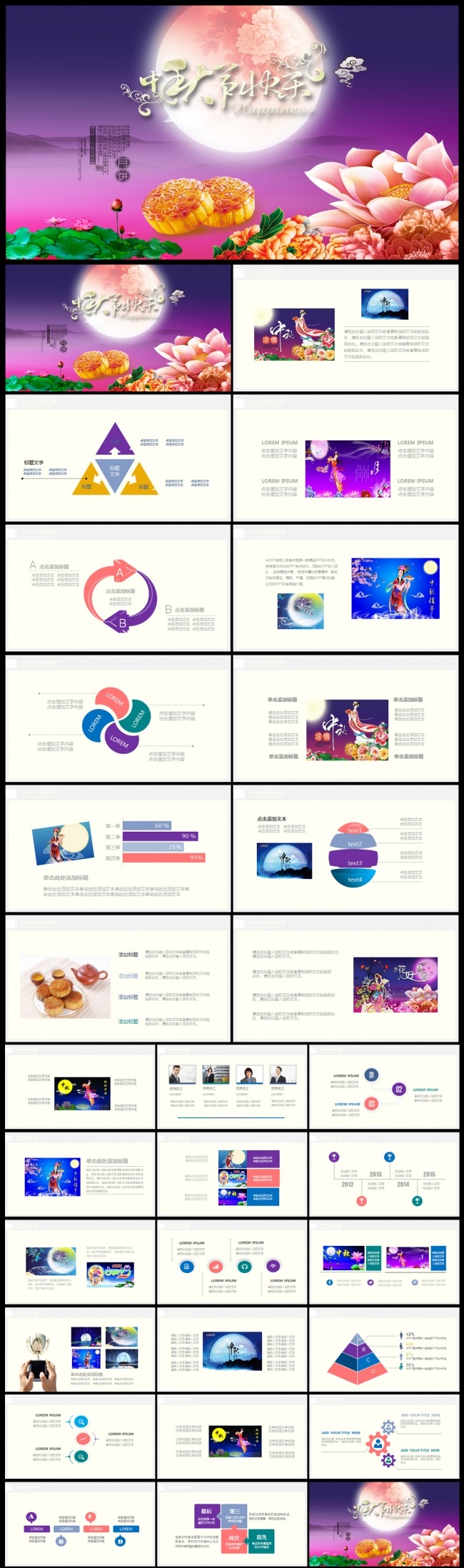 中秋佳节企业公司中秋晚会文化宣传表彰总结汇报演示PPT