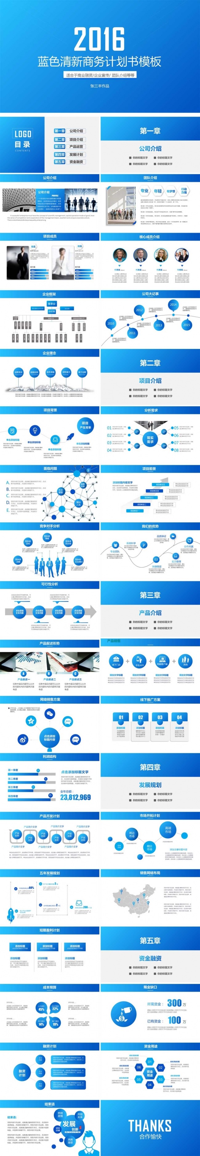 清新创意创业融资计划书模板