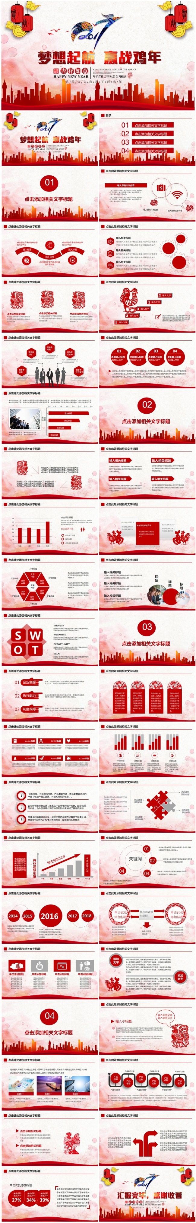 2017鸡年终总结年会活动策划工作汇报述职报告明年计划PPT