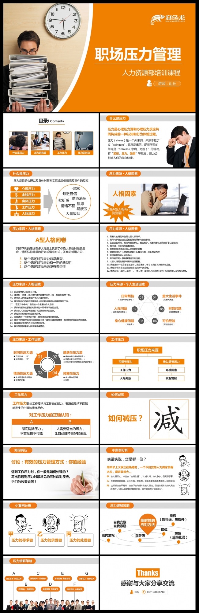 职场压力管理企业培训人力资源PPT模板