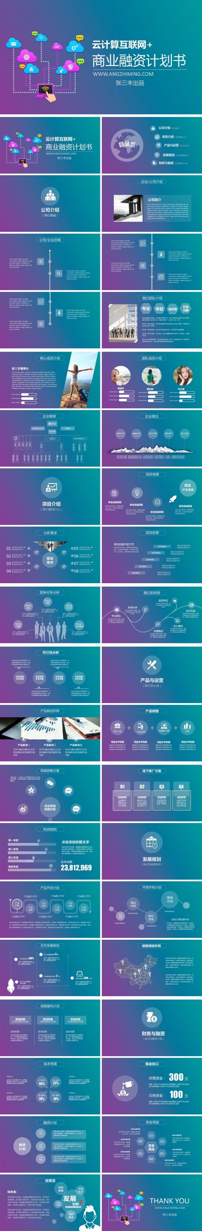 IOS清新互联网+创业计划书ppt模板