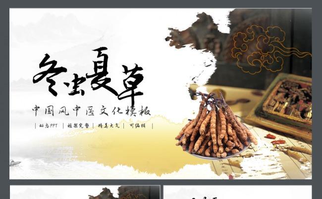 古香古色冬虫夏草ppt动态模板缩略图