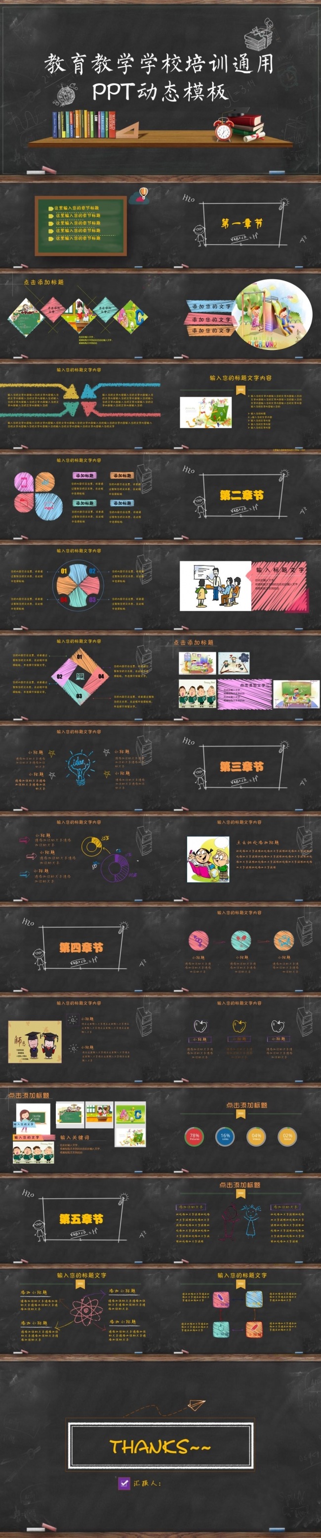 手绘卡通幼教儿童教育培训教师公开课说课竞聘职称评比课件讲课