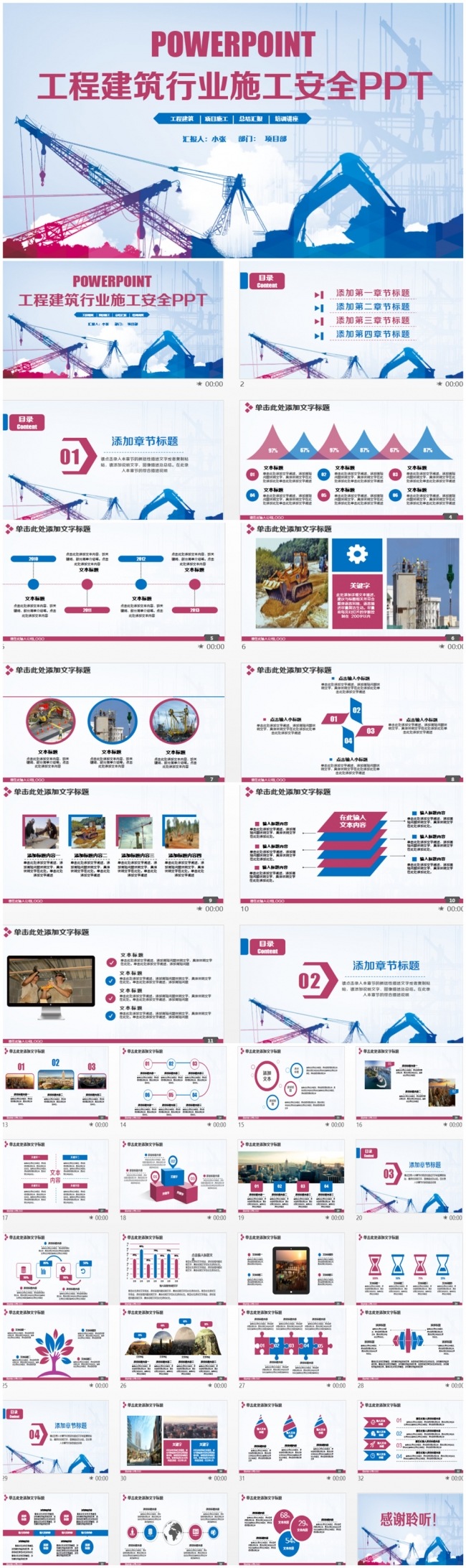 精致简约工程建筑行业施工生产安全PPT