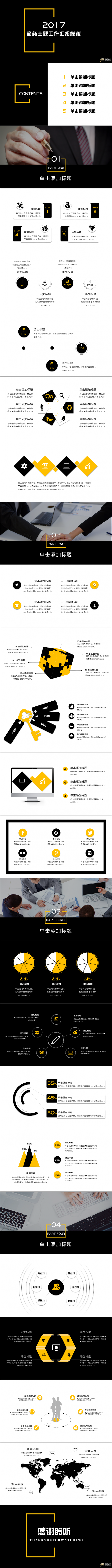 商务主题工作汇报模板（动静双版）