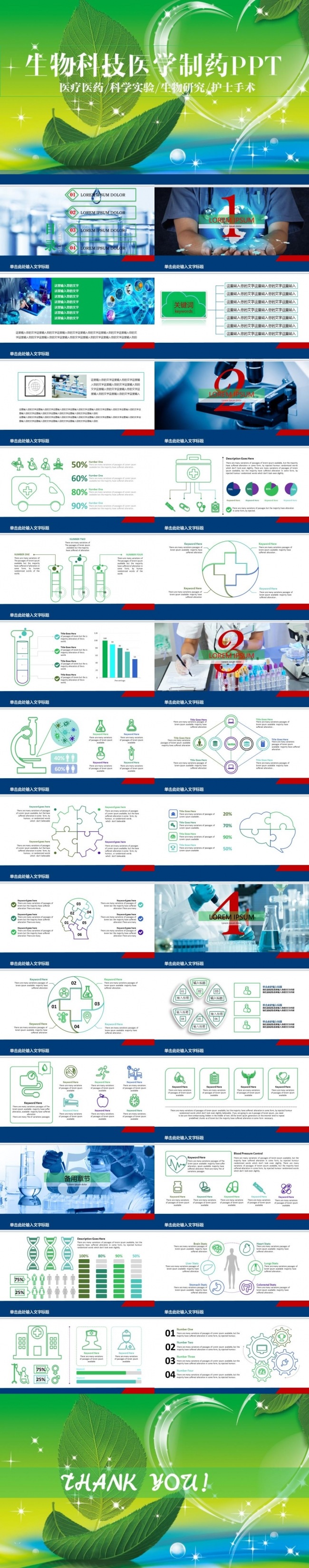 绿色简约医疗医药医生医院卫生医学药品健康护士生物制药PPT