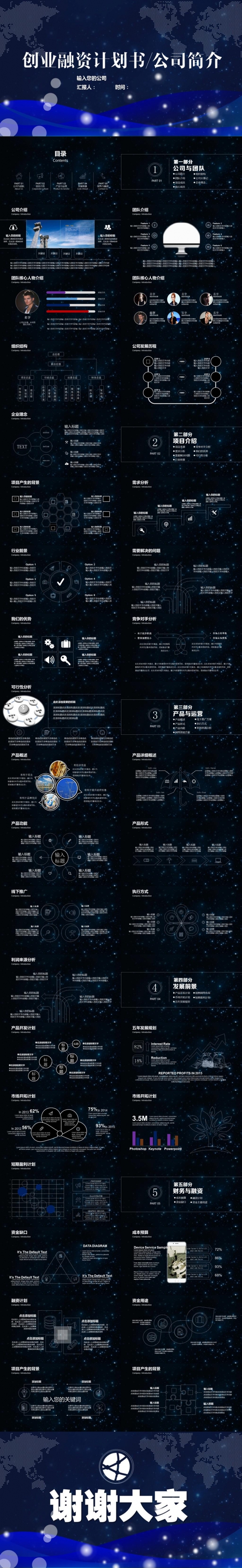 极简震撼星空IOS框架完整创业融资计划书公司简介商业路演策划