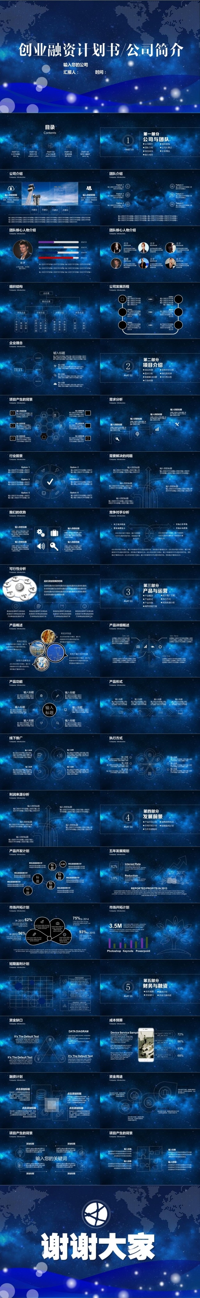 ios星空震撼商业策划书创业计划项目策划方案投资PPT模板