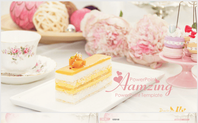唯美甜点美食蛋糕店ppt动态模板缩略图