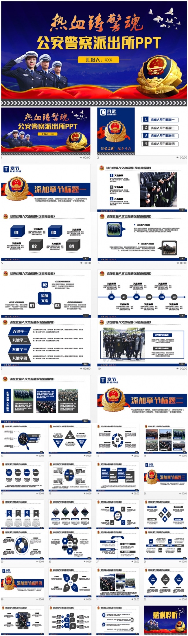 【热血铸警魂】大气警察公安派出所民警PPT