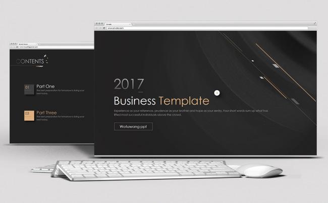 2017黑金色工作汇报商务ppt模板缩略图