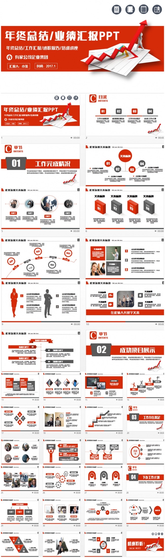 简约动感年终汇报业绩报告述职报告PPT