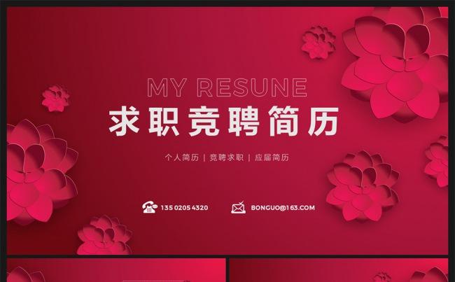 【邦果】最新立体花纹个人竞聘简历PPT模板缩略图
