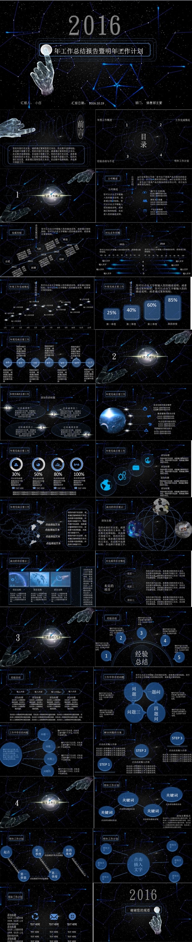 【黑小白诚意】商务通用  工作总结 报告 计划 星空 炫酷