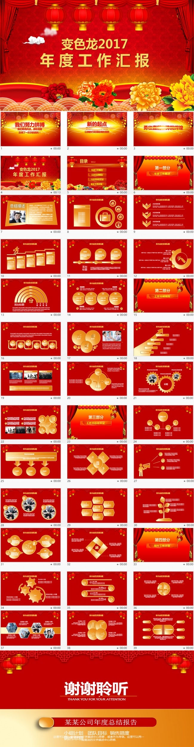 红色大气公司年会年终工作总结新年计划商务汇报PPT模板下载