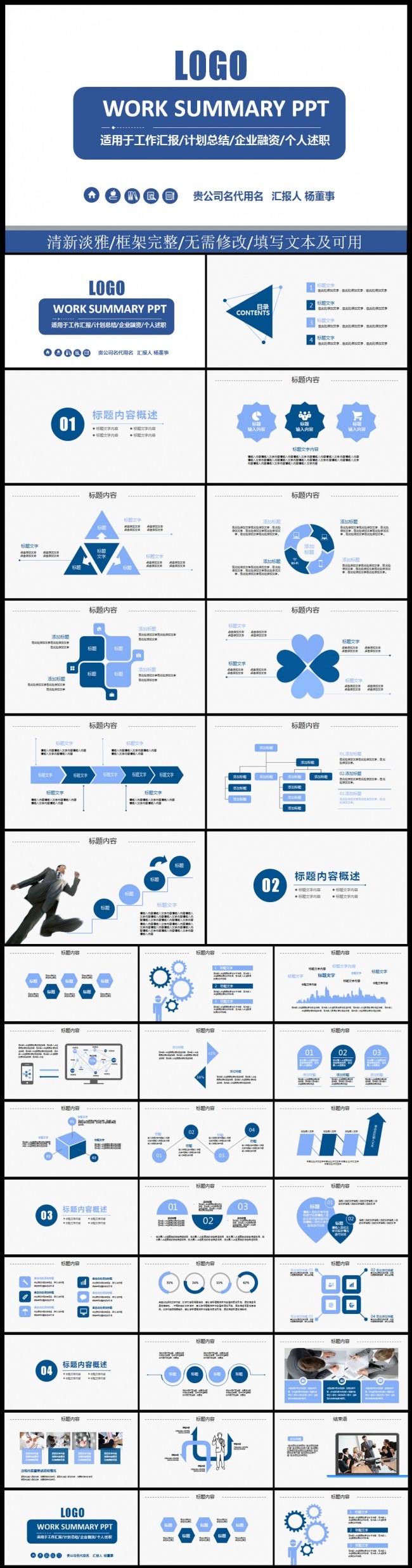 简约大气蓝色商务工作总结年终汇报述职商业策划ppt