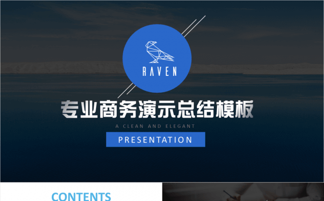 【王贰】蓝色时尚欧美风商业计划书提案PPT模板缩略图