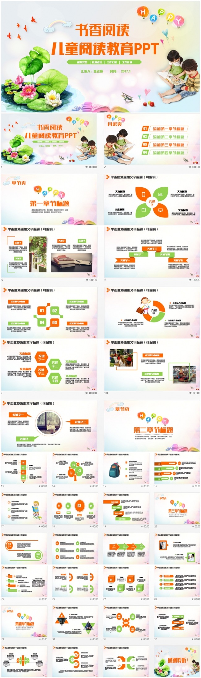 精美儿童教育教学书香阅读读书活动PPT