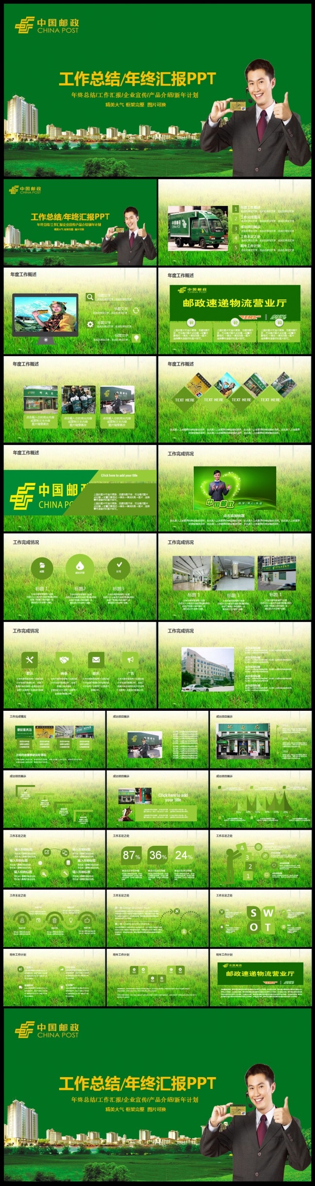中国邮政储蓄银行邮局邮储动态PPT模板