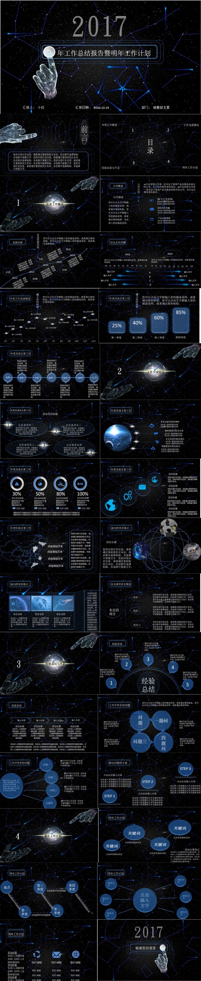 【黑小白诚意】商务通用炫酷星空科幻PPT 5  21&quot