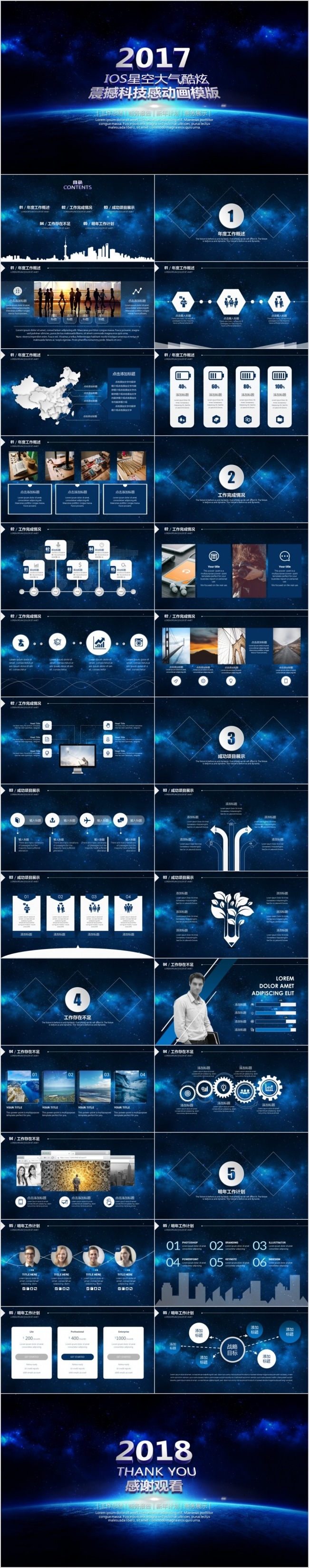  【精品】IOS星空大气科技酷炫震撼科技感动画PPT模版