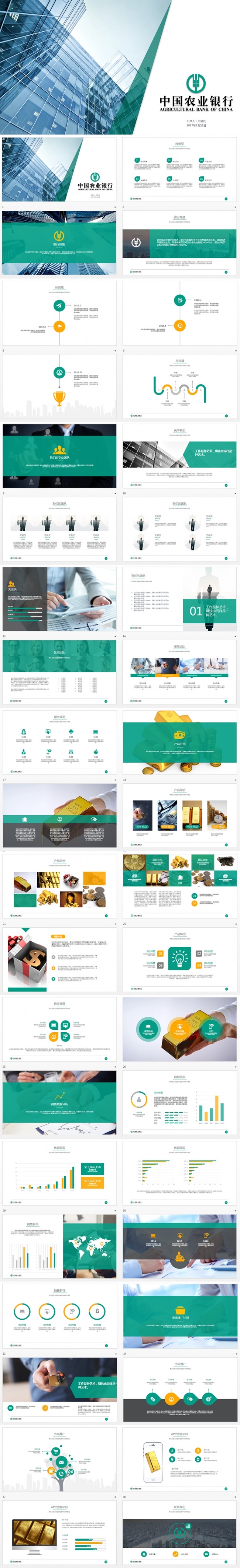 【狂人作品】中国农业银行农行工作总结计划通用ppt
