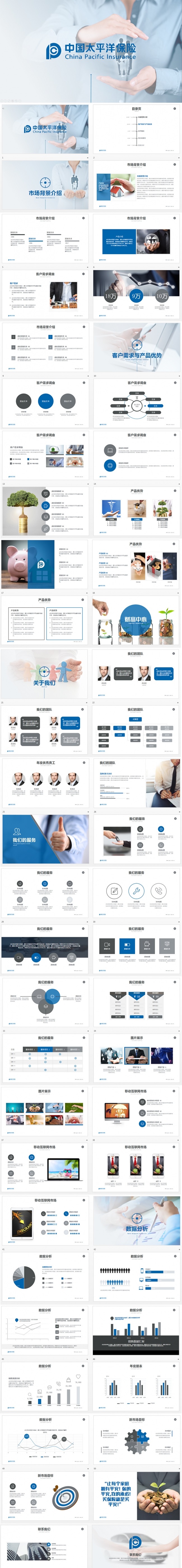 【狂人作品】中国太平洋保险公司通用动态ppt模板