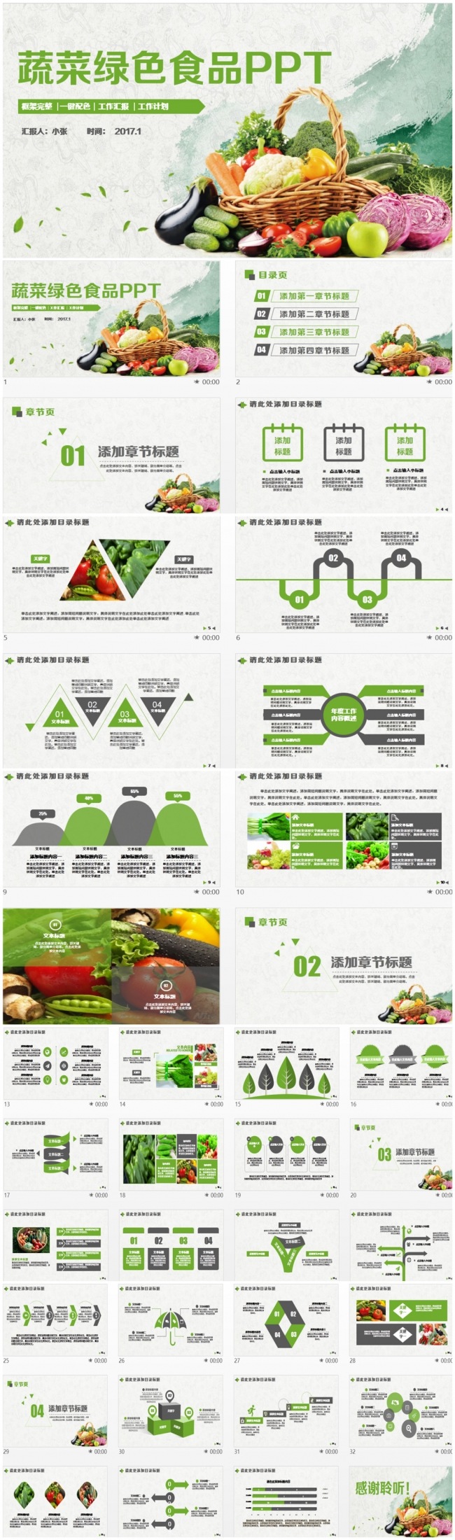 精致蔬菜果蔬农产品绿色食品PPT