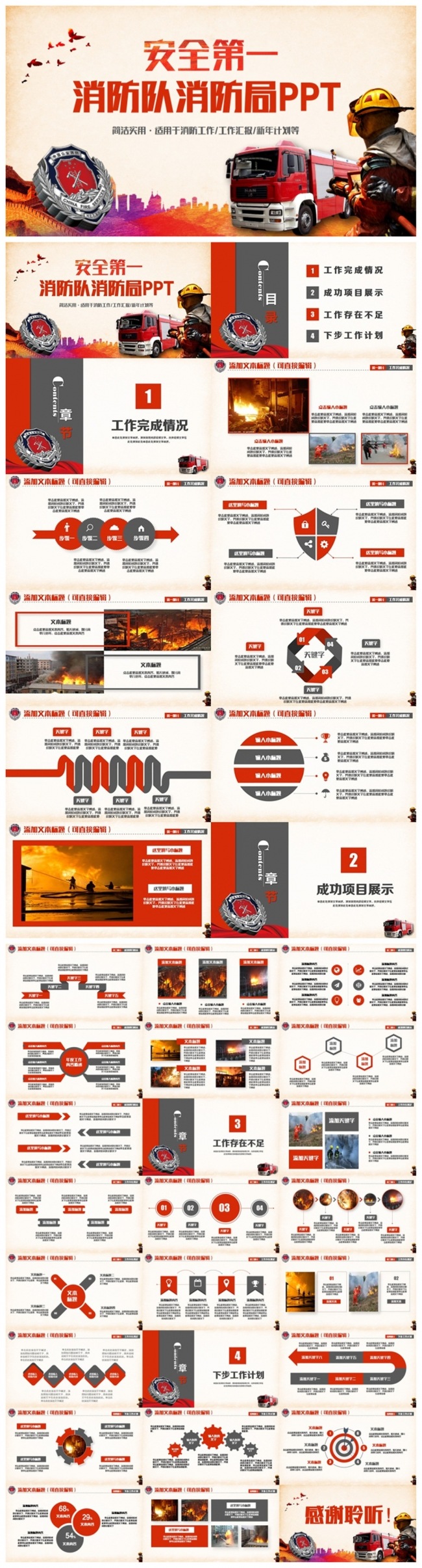 大气消防队消防工作汇报PPT
