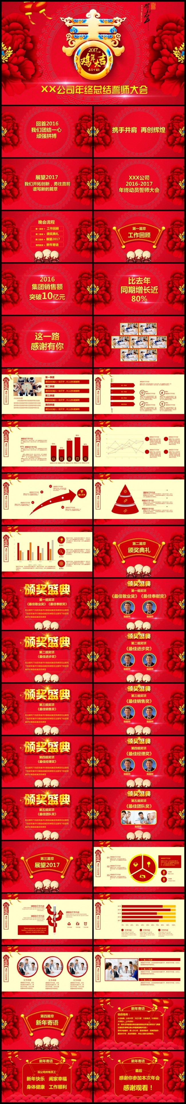 唯美大气中国风年会年终总结颁奖典礼PPT模板
