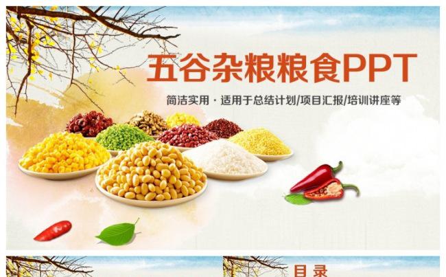 简洁五谷杂粮粗粮健康食品PPT缩略图