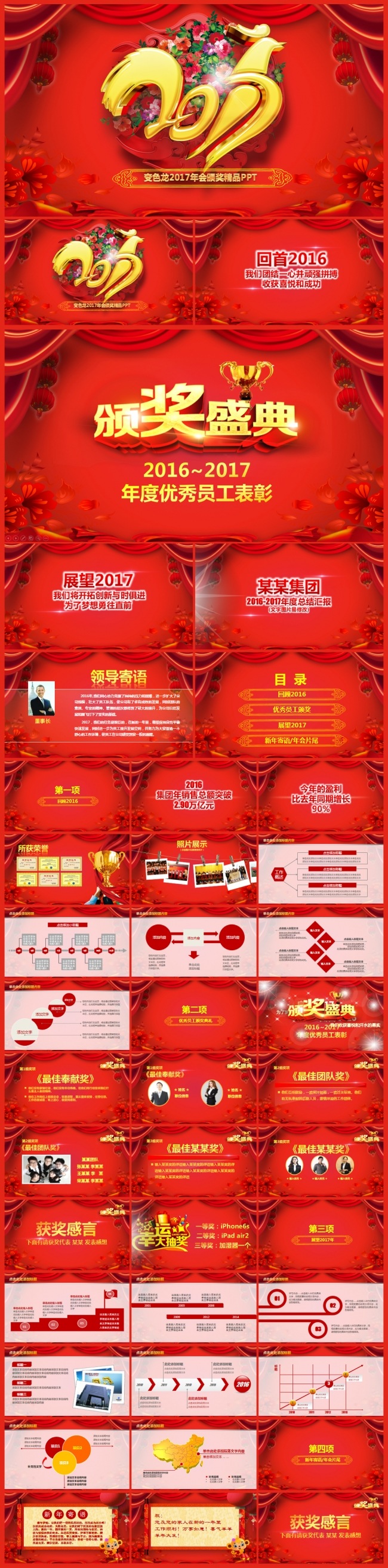 2017鸡年企业颁奖年会誓师大会动态ppt